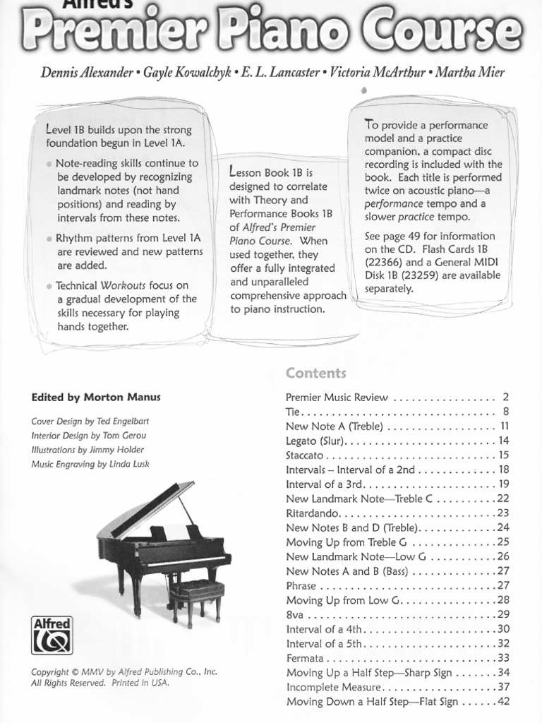 Alfreds Premier Piano Course Lesson 1B PDF