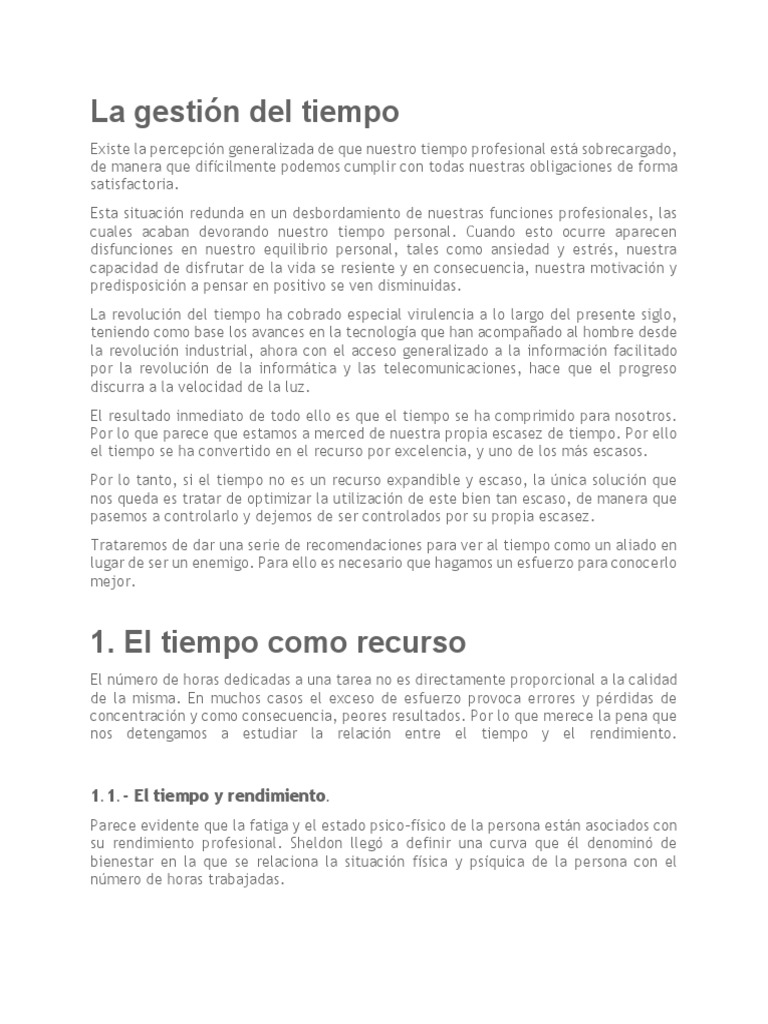 Estrategias para una Gestión Efectiva del Tiempo | PDF | Gestión del ...