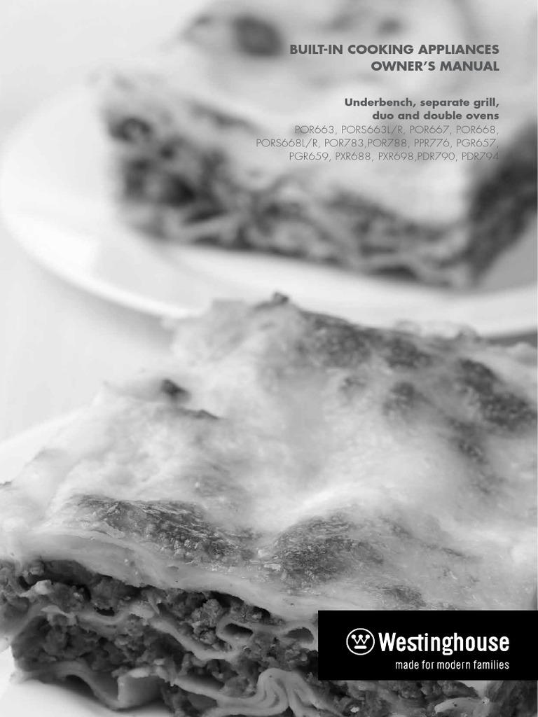 Westinghouse Oven Manual PDF Grilling Baking