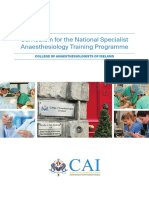 National Specialist Anaesthesiology Curriculum