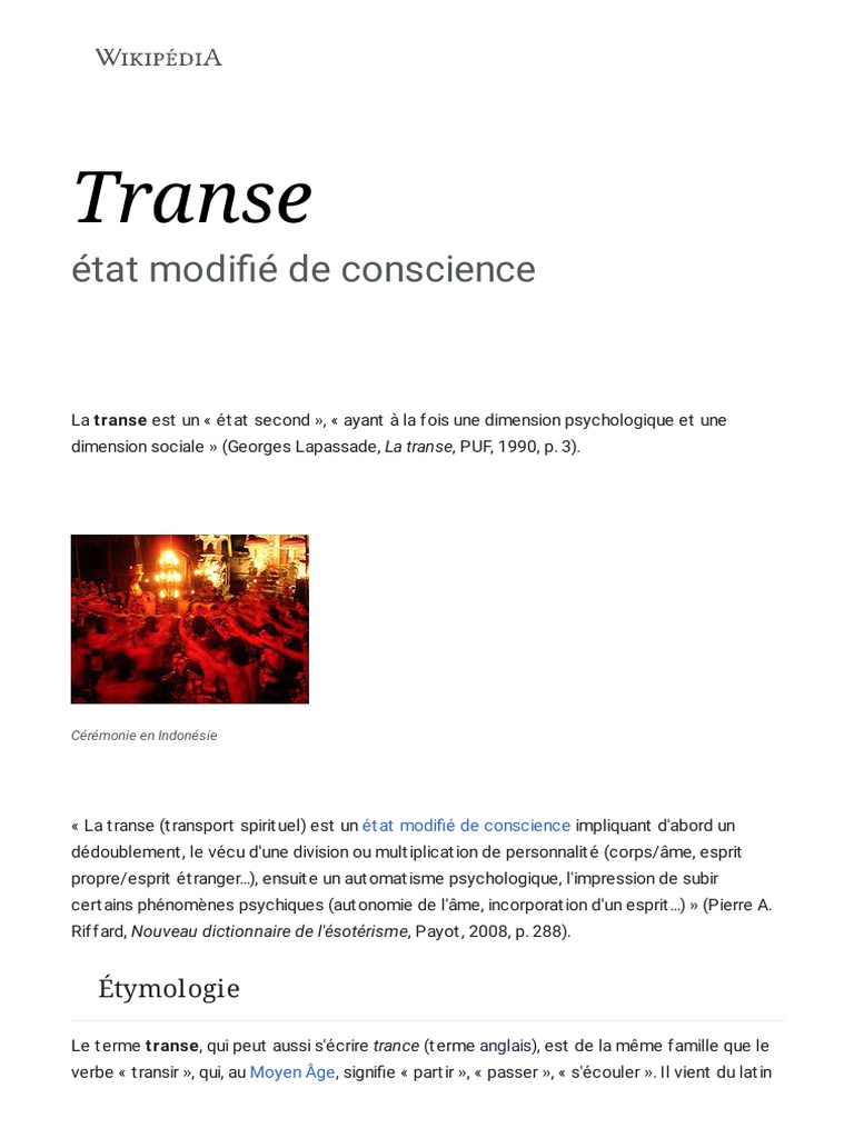 Les états de transe et leurs formes | PDF | Transe | Expérience et ...