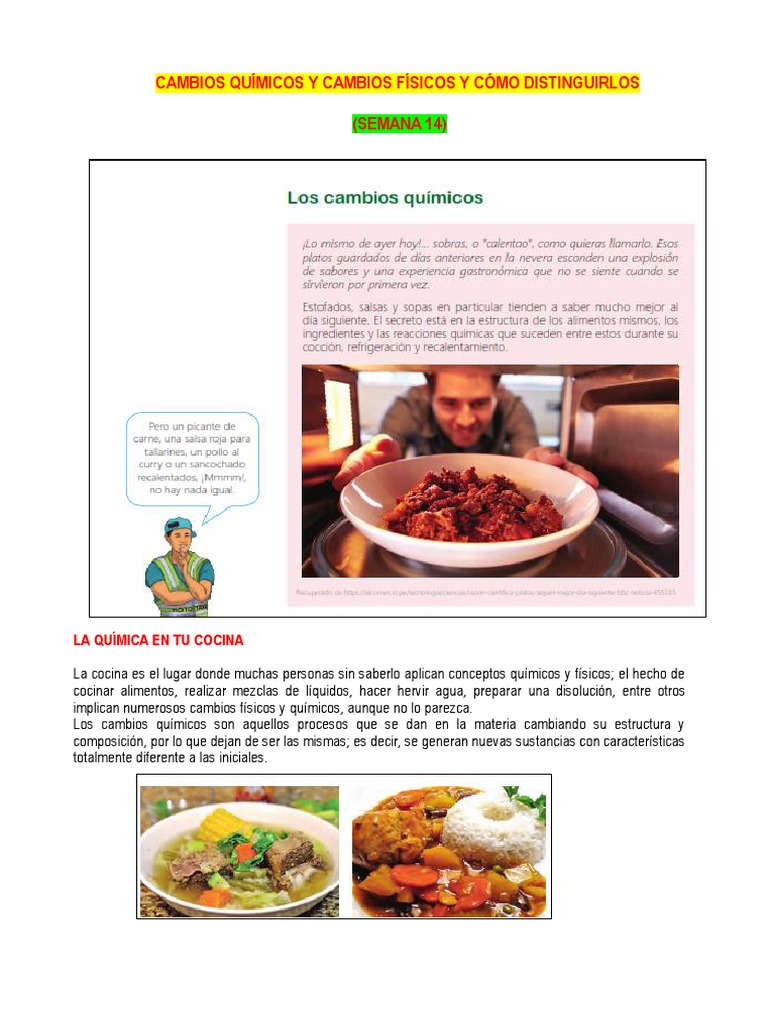 Cambios Químicos y Físicos en Cocina | PDF | Compuestos químicos | Química