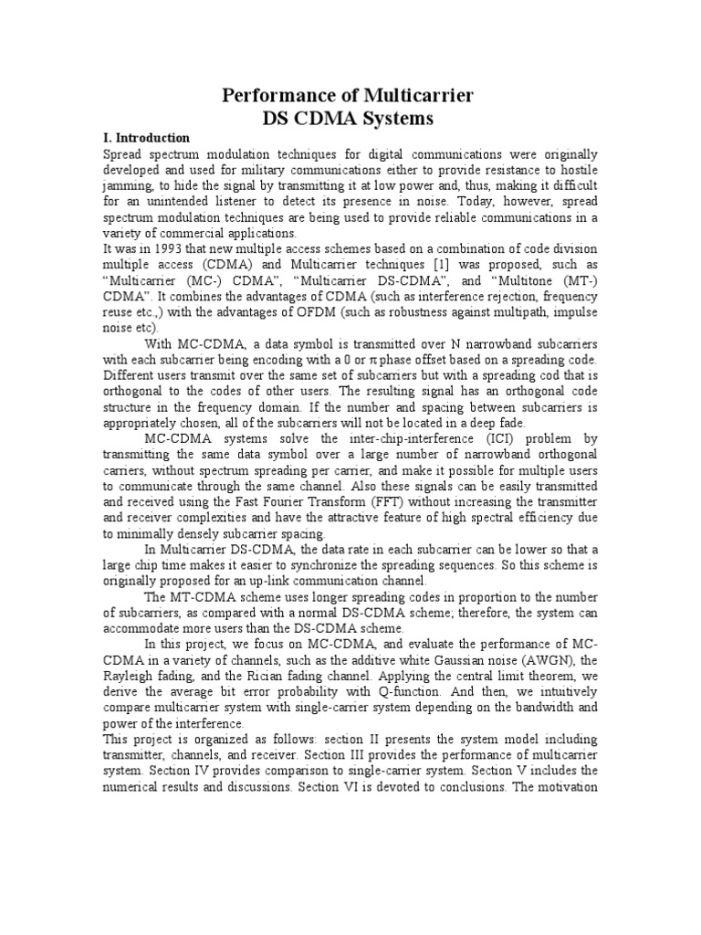Performance of Multicarrier1 | PDF | Telecommunications Engineering ...