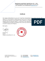 Hangzhou Biotest Biotech Co., LTD.: Certificate