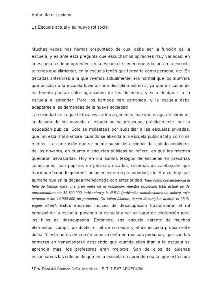 Nuevo rol social de la escuela actual | PDF | Science | Ciencia y ...