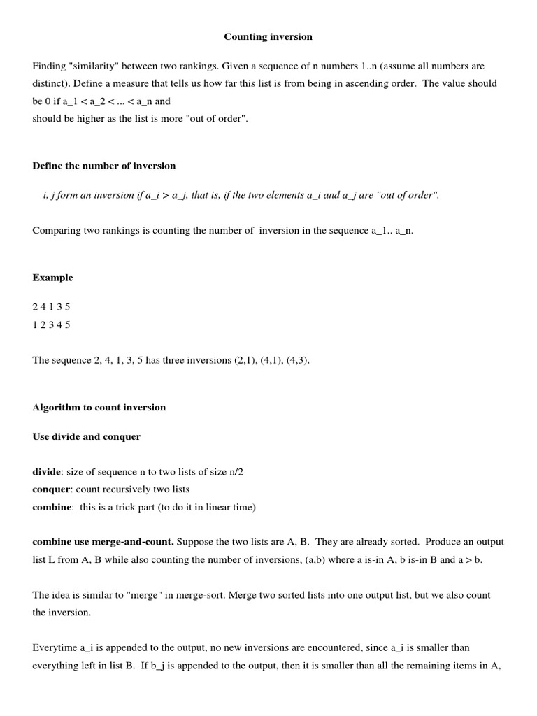 Counting Inversion | Download Free PDF | Time Complexity | Array Data ...