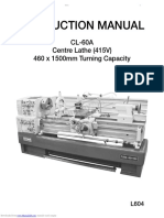 Instruction Manual: CL-60A Centre Lathe (415V) 460 X 1500mm Turning Capacity