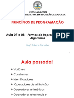 Apresentação - Aula-07 e 08 Formas de Representação de Algoritmos