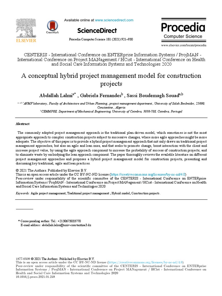 A Conceptual Hybrid Project Management Model For Construction Projects ...