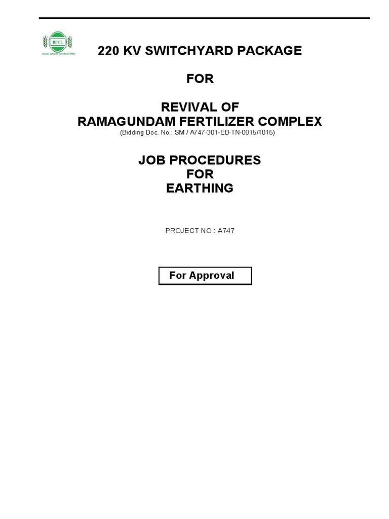Earthing Procedure for 220 KV Switchyard | PDF | Electrical Conductor ...