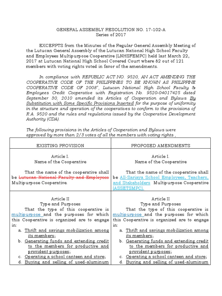 General Assembly Resolution (Amendments) PDF Article One Of The United States Constitution