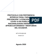 Actualización 2.0 Protocolo Con Pertinencia Intercultural para La Prevención y Atención Del Covid 19 en Pueblos y Nacionalidades Indígenas, Afroecuatorianos y Montubios Del Ecuador