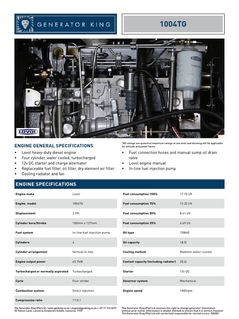 Ss Engine Lovol 1004tgss Pdf Engines Turbocharger