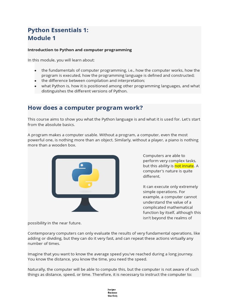Python Essentials 1 | PDF | Python (Programming Language) | Compiler
