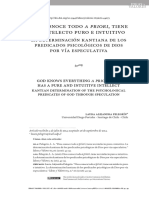 Dios Conoce Todo A Priori, Tiene Un Intelecto Puro e Intuitivo. La Determinación Kantiana de Los Predicados Psicológicos de Dios Por Vía Especulativa