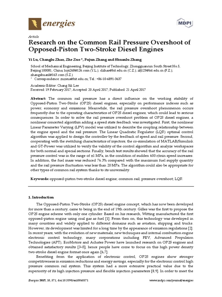 Research On The Common Rail Pressure Overshoot of Opposed-Piston Two ...