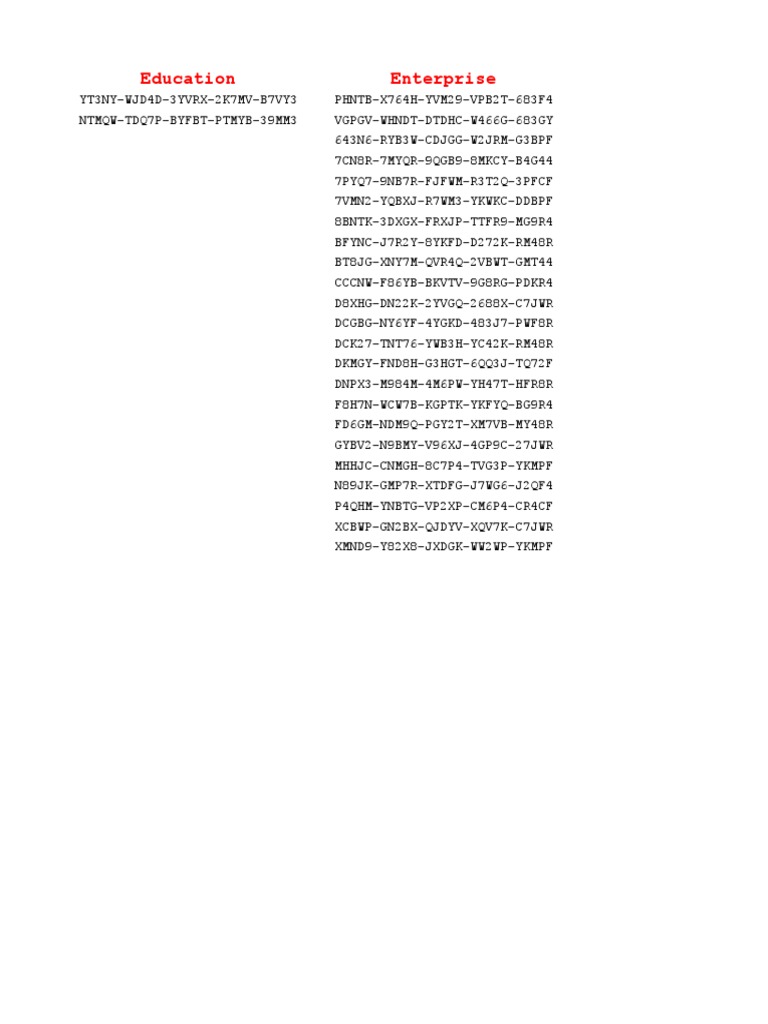 Windows Product Keys Collection | PDF | X86 Architecture | Office Equipment