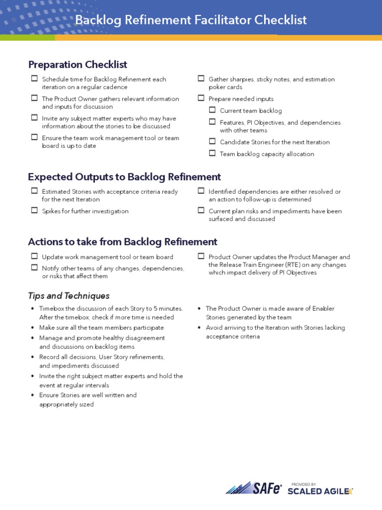 Backlog Refinement Preparation Guide | PDF | Scrum (Software ...