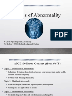 Models of Abnormality: A-Level Psychology and Abnormality Psychology-9990 Syllabus Background Content