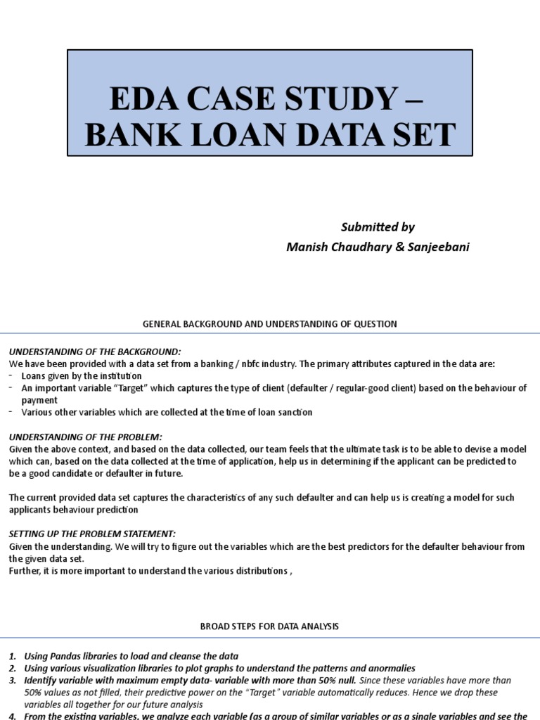 bank loan case study project