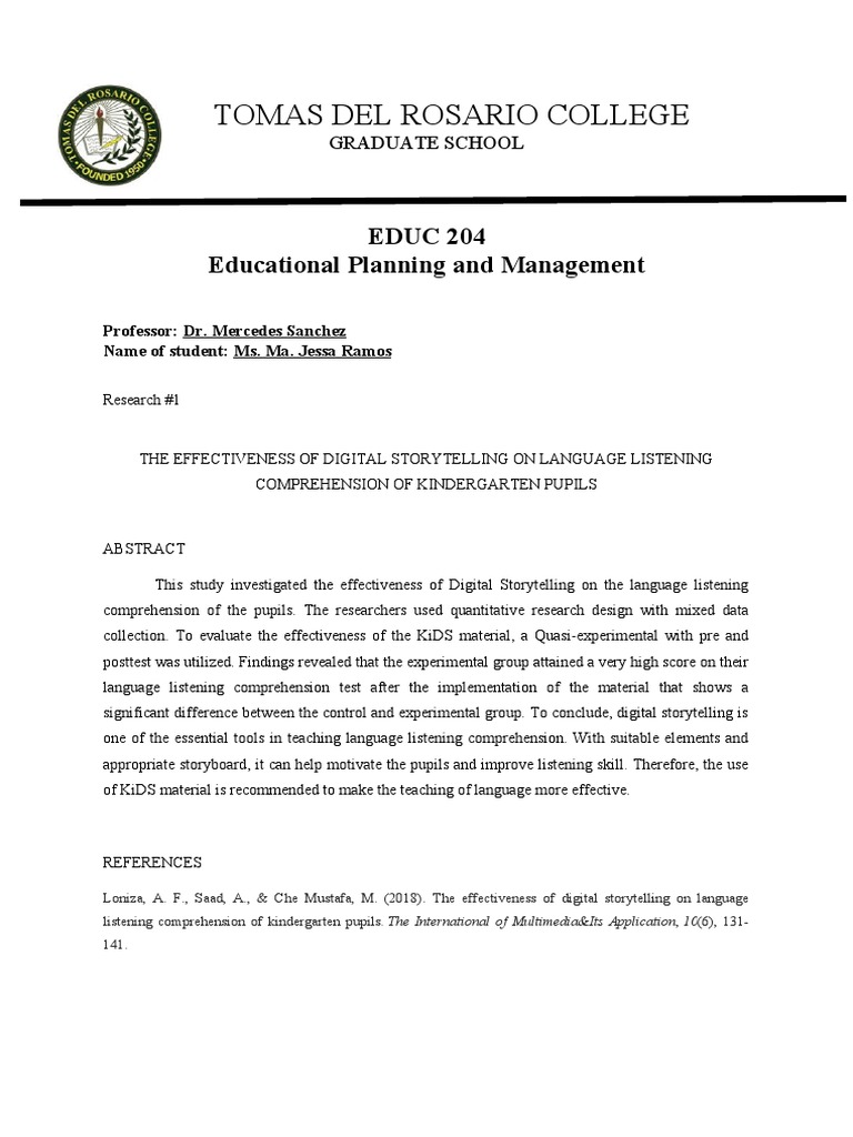 Educational Planning Research | PDF | Information And Communications