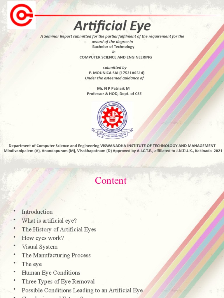 CSE Artificial Eye PDF Eye Human Eye