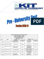 Kanpur Institute of Technology Pre-University Test Schedule
