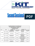 Second Sessional Examination Schedule