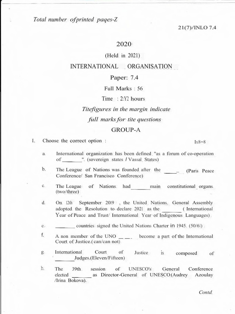 International Organization Exam Paper | PDF | International Relations ...