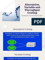 T4 - Absorption, Variable and Throughput Costing