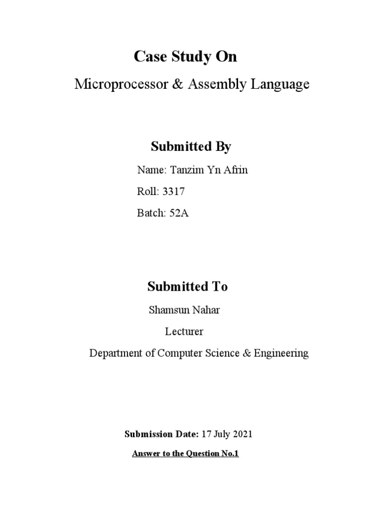 Case Study On Microprocessor and Assembly Language | PDF | Central ...