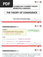 Sma3043 Elementary Number Theory SEMESTER 2 2020/2021: The Theory of Congruence