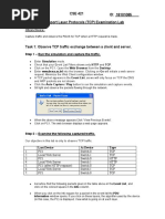 CSE 421 ID: 18101085 Transport Layer Protocols (TCP) Examination Lab