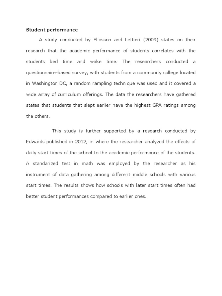 Impact of Sleep on Student Performance | PDF