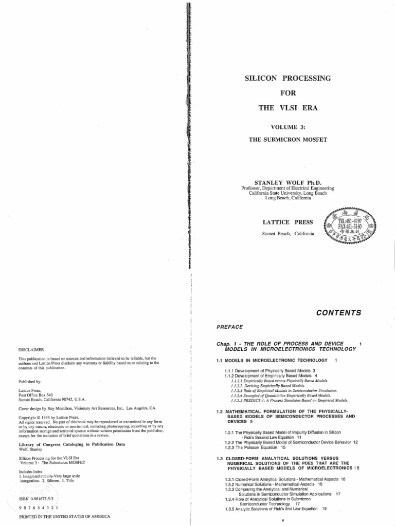 Silicon Processing For The VLSI Era (III) by Stanley Wolf and