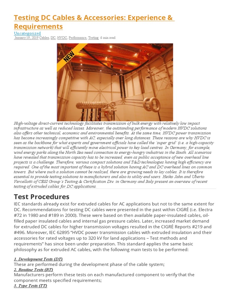 Testing DC Cables & Accessories Experience & Requirements Test