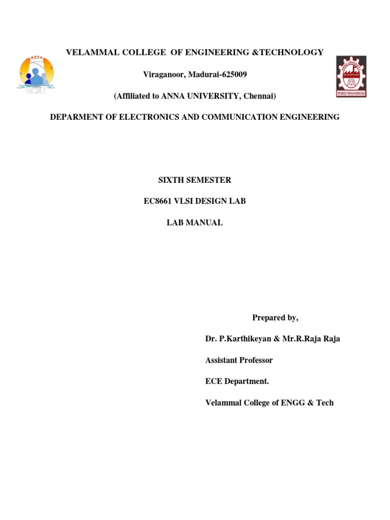 EC8661 VLSI Design Lab Manual PDF Cmos Logic Gate