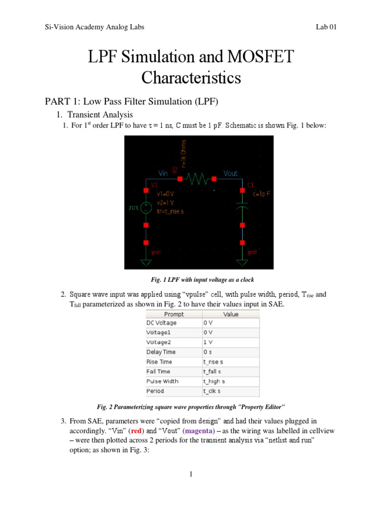 LPF Simulation and MOSFET Characteristics | Download Free PDF | Mosfet ...