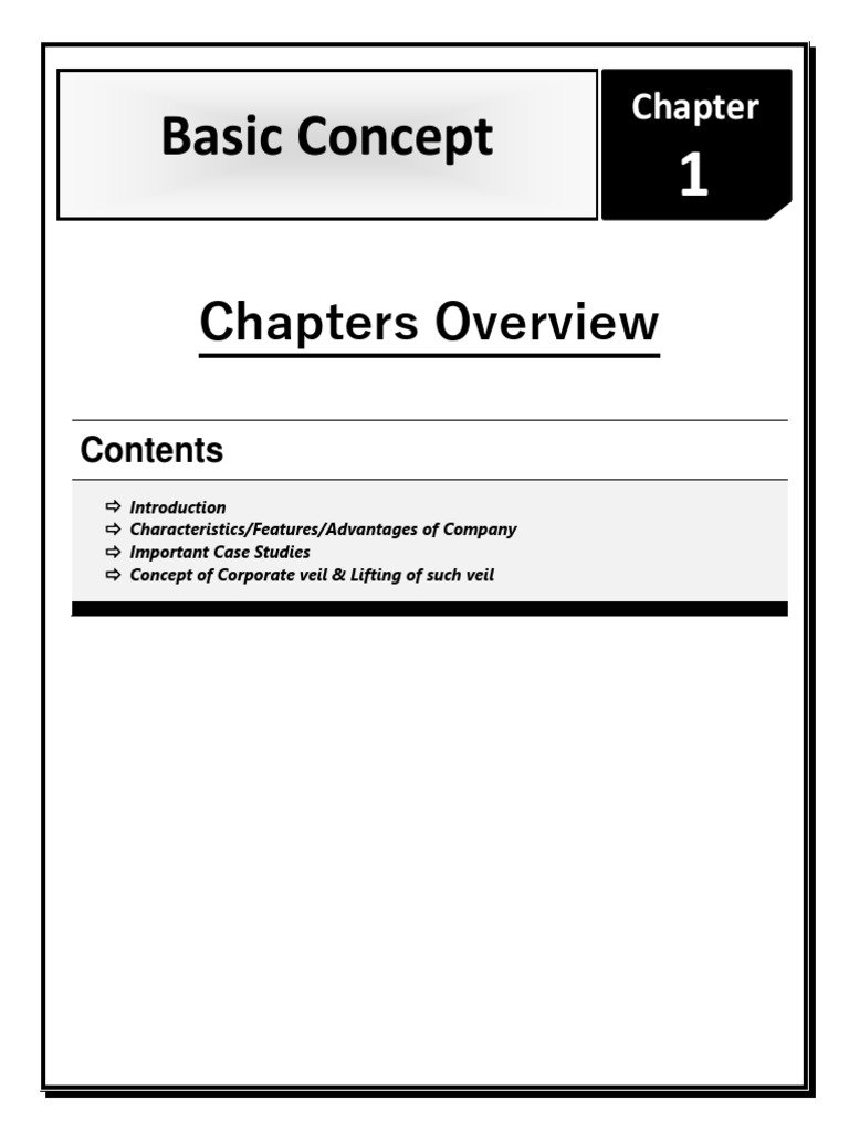 Basic Concept: Chapters Overview | PDF | Piercing The Corporate Veil ...