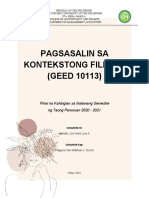 Pagsasalin Sa Kontekstong Filipino (GEED 10113) : Pinal Na Kahingian Sa Ikalawang Semestre NG Taong Panuruan 2020 - 2021