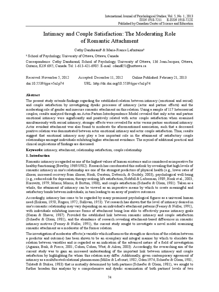 Mediating Role of Romantic Attachment | PDF | Intimate Relationships ...