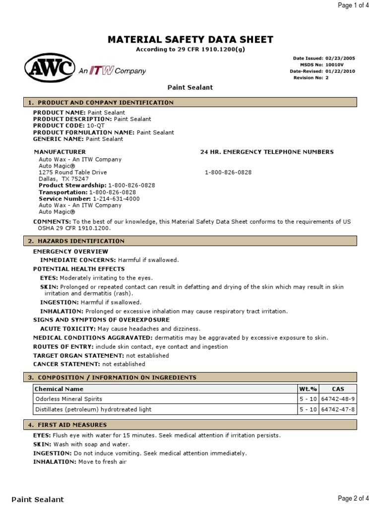 Msds Sealant 2 PDF Chemistry Materials