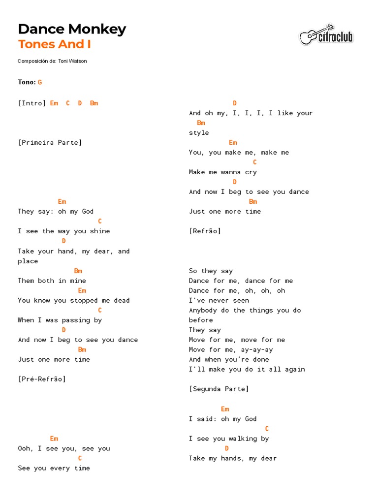 Cifra Club Tones and I Dance Monkey PDF Entertainment (General)