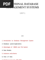 Relational Database Management Systems: UNIT-1