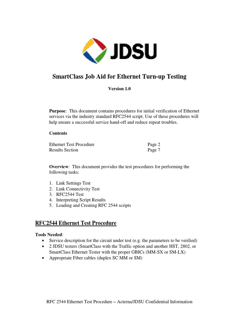 RFC 2544 Ethernet Testing Procedures | PDF | Ethernet | Networking ...