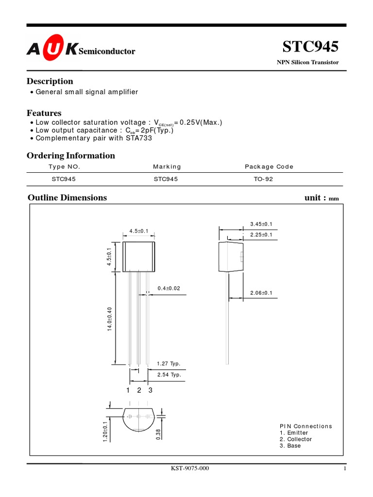 Low Noise, Small Signal NPN Transistor with Excellent High Frequency ...