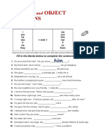 Subject and Object Pronoun Worksheet