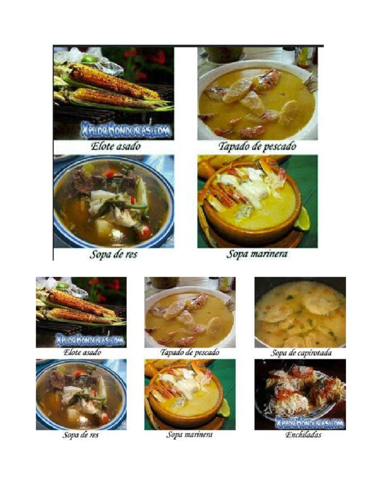20 Comidas y 10 Bebidas Tipicas de Honduras | PDF