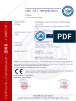 Certificate of Compliance: Zhejiang Colek Medical Technology Co., LTD Certificate's Holder