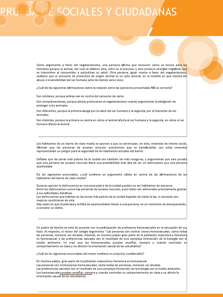Cuadernillo de Preguntas Saber 11 - Sociales y Ciudadanas | PDF ...